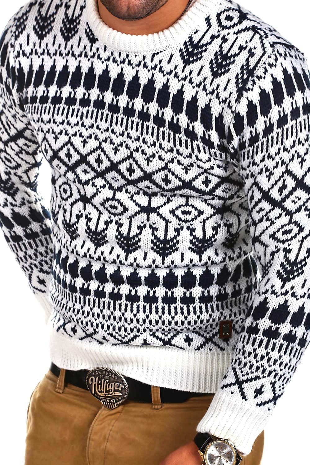 pull-homme-motif-jacquard-col-rond-laine