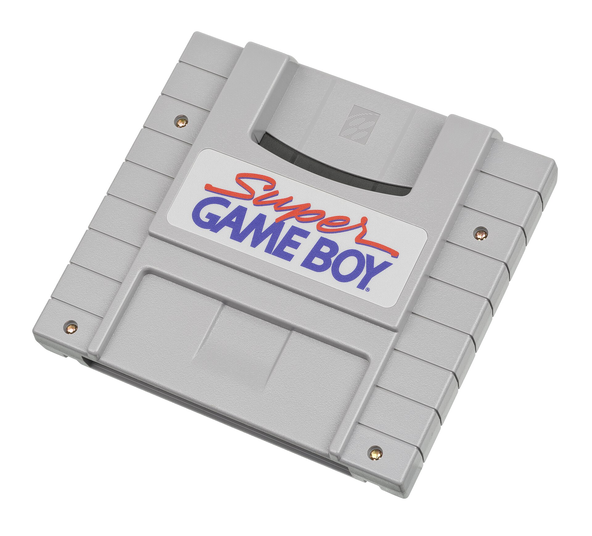 Le Super Game Boy pour la console de jeux vidéo Super Nintendo. Développé et publié par Nintendo comme moyen de jouer à des jeux Game Boy sur votre télévision, le Super Game Boy contient une "Game Boy sur une carte", n'utilisant que la Super Nintendo pour gérer la sortie vidéo et l'entrée du contrôleur.